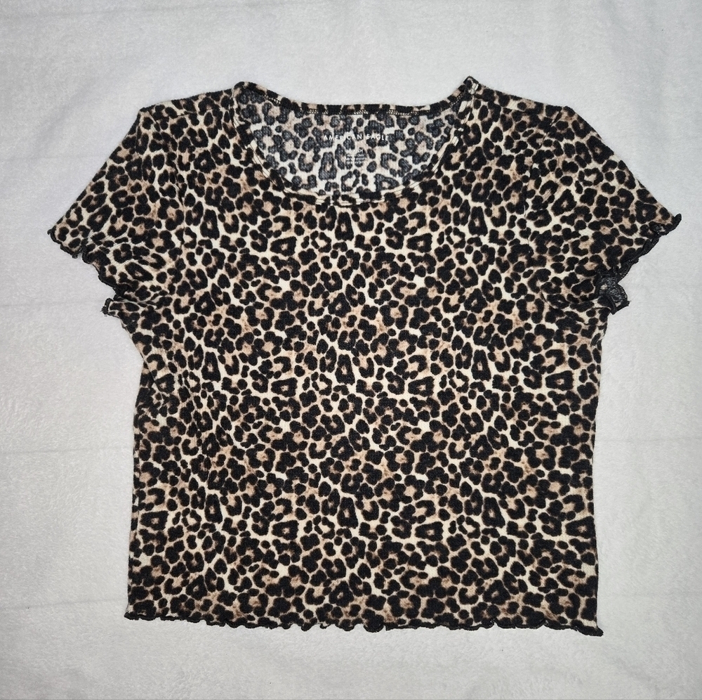 American Eagle Cheetah Print Baby Tee - Picture 1 of 4
